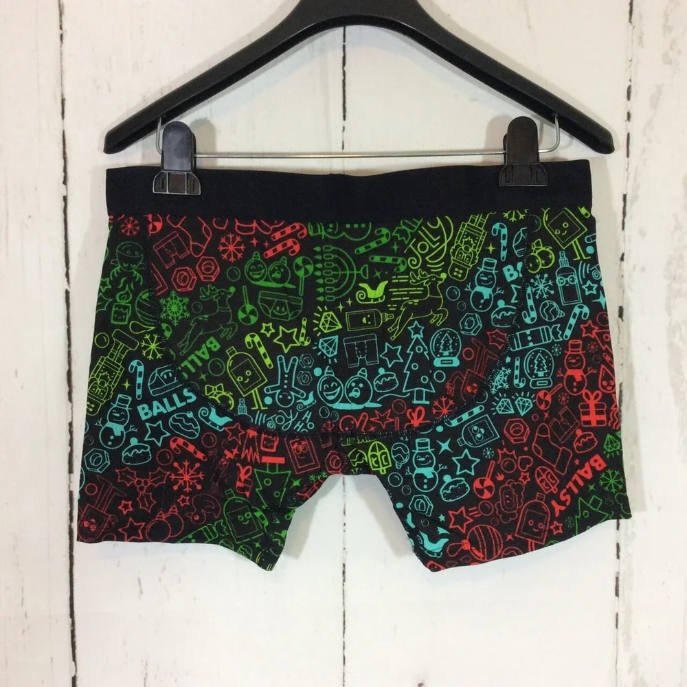 Ballsy Brand Men's Christmas Underwear Holiday‎ Boxer Briefs Size L Novelty Fun